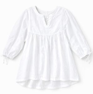 Cotton embroidered babydoll puff sleeves white shirt NWOT sz L 12/14